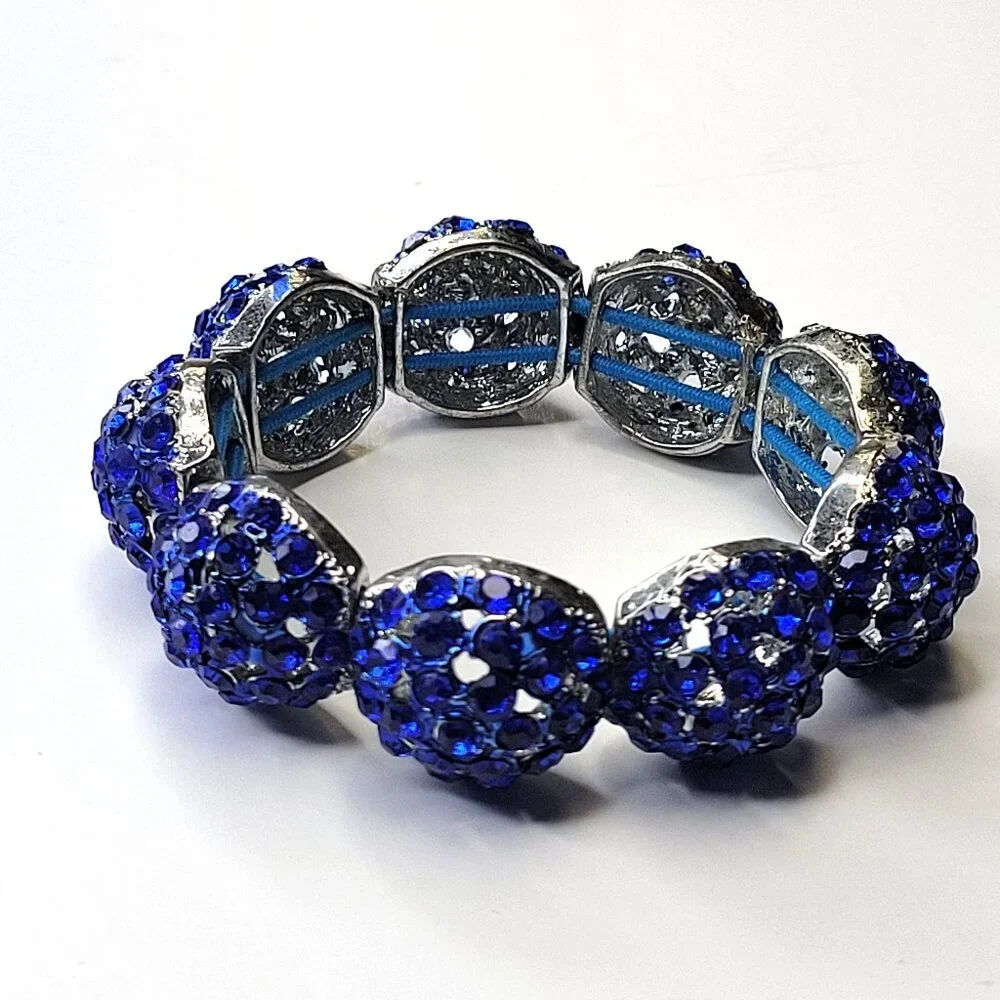 Blue Crystal Rhinestone Bracelet - Picture 1 of 9